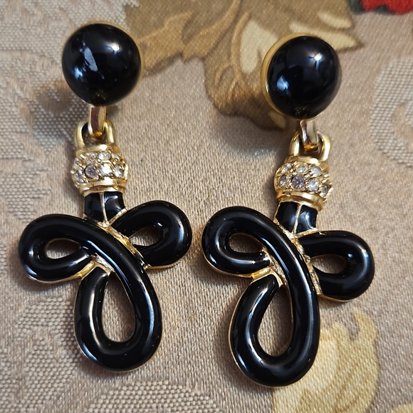 VINTAGE RARE SWAN SWAROVSKI EARRINGS - Picture 2 of 4